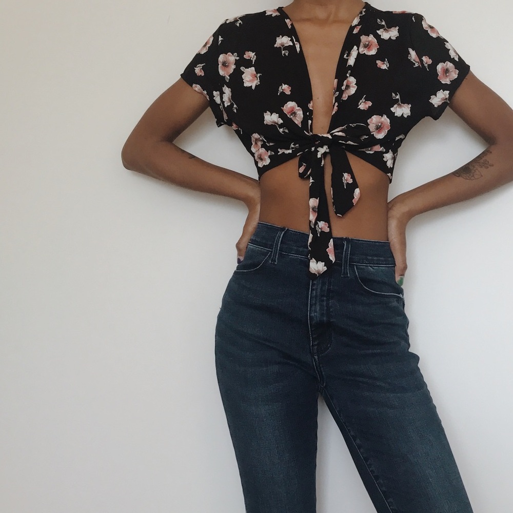 Charlotte Russe Crop Tie Top